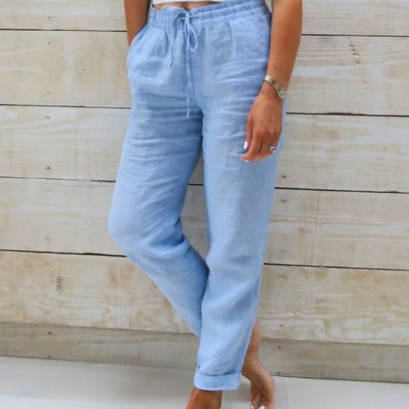 Pantalon léger en lin | Taille élastique | Confort estival décontracté