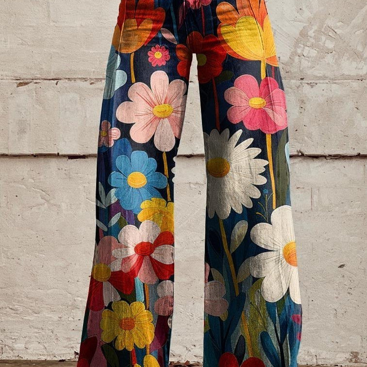 Pantalon évasé à fleurs | Look bohème coloré | Léger et confortable