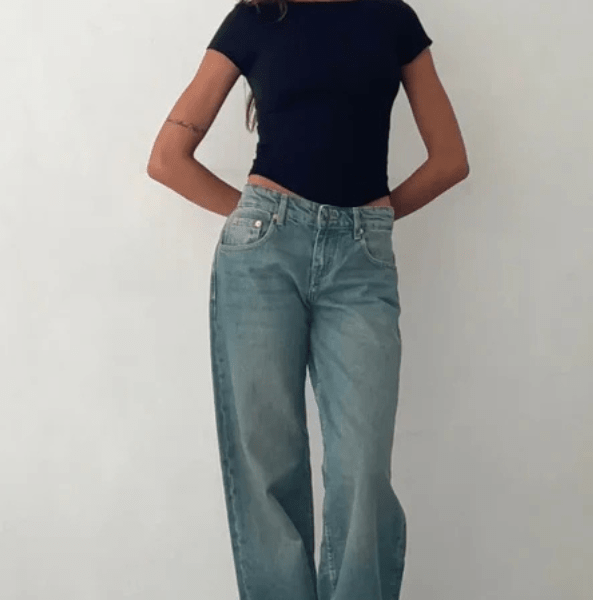 Lavinque Jeans Bleu / XS Jean Large Taille Haute | Confort | Style Rétro et Moderne