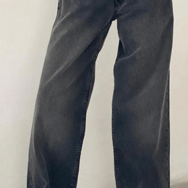Lavinque Jeans Gris foncé / XS Jean Large Taille Haute | Confort | Style Rétro et Moderne