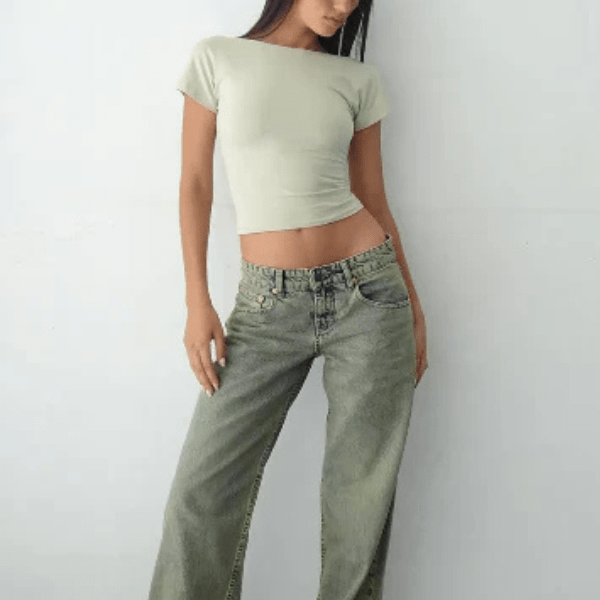 Lavinque Jeans Grisbleu / XS Jean Large Taille Haute | Confort | Style Rétro et Moderne