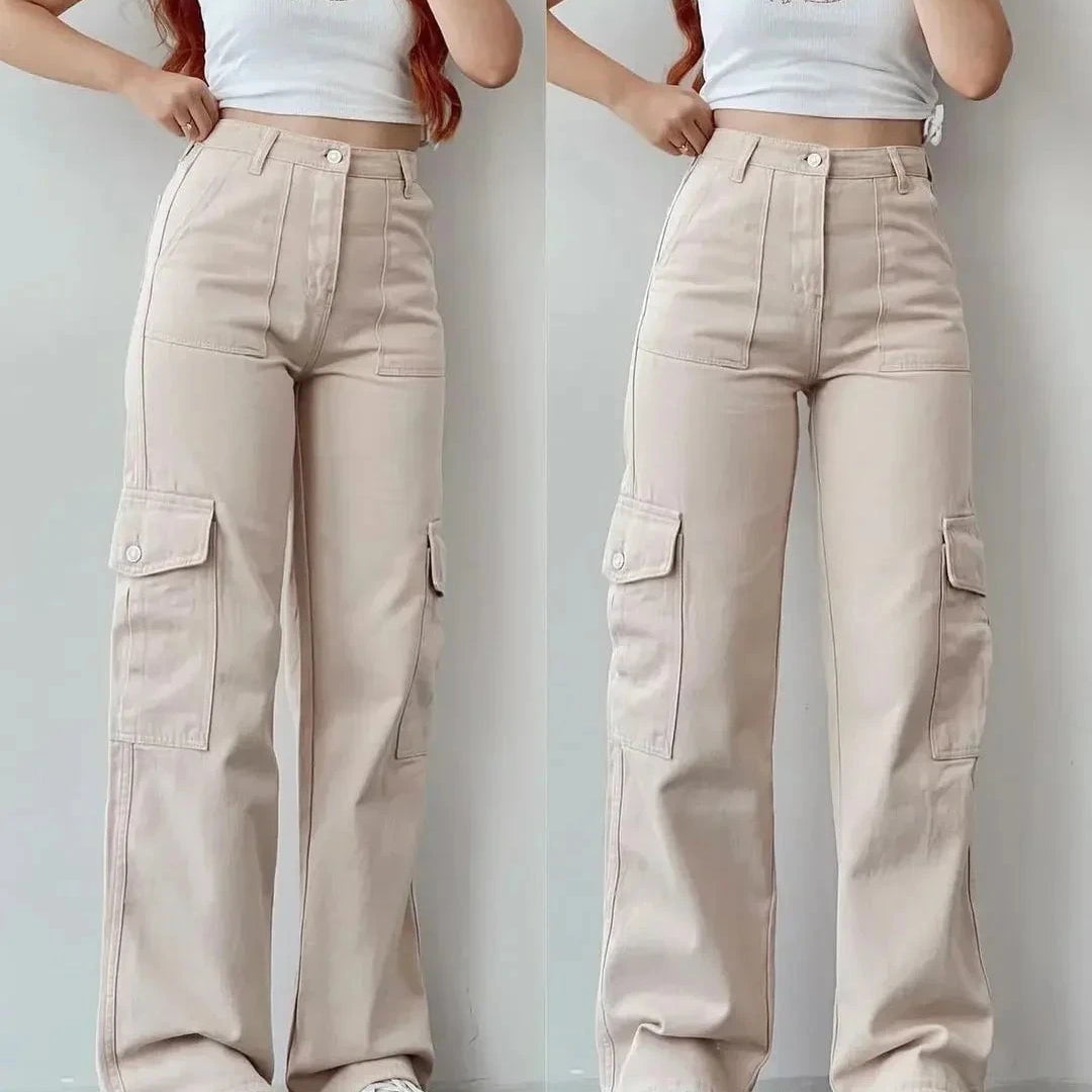 Lavinque Pants Beige / S Pantalon Cargo Taille Haute | Confort | Tendance et Polyvalent