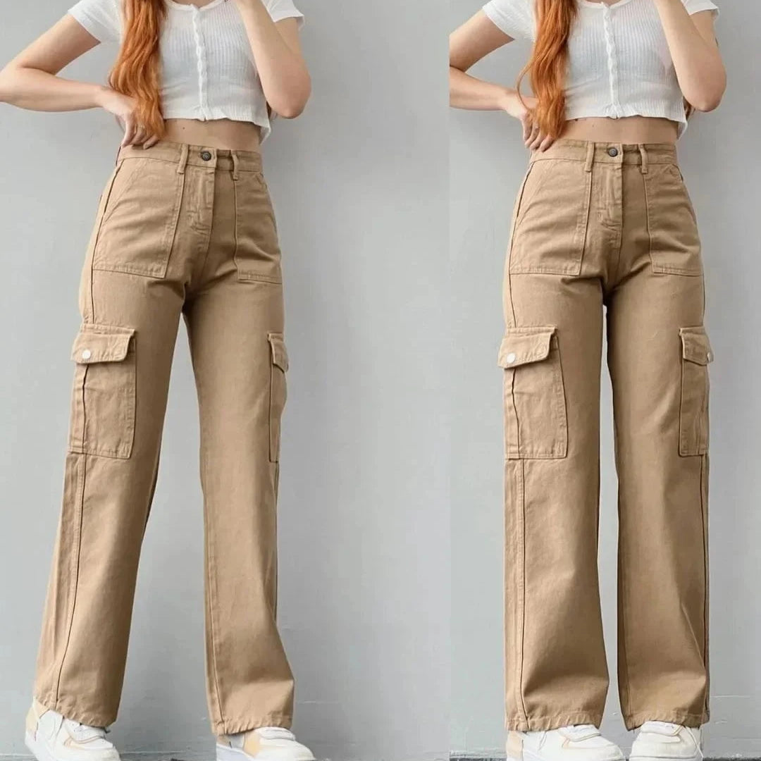 Lavinque Pants Kaki / S Pantalon Cargo Taille Haute | Confort | Tendance et Polyvalent