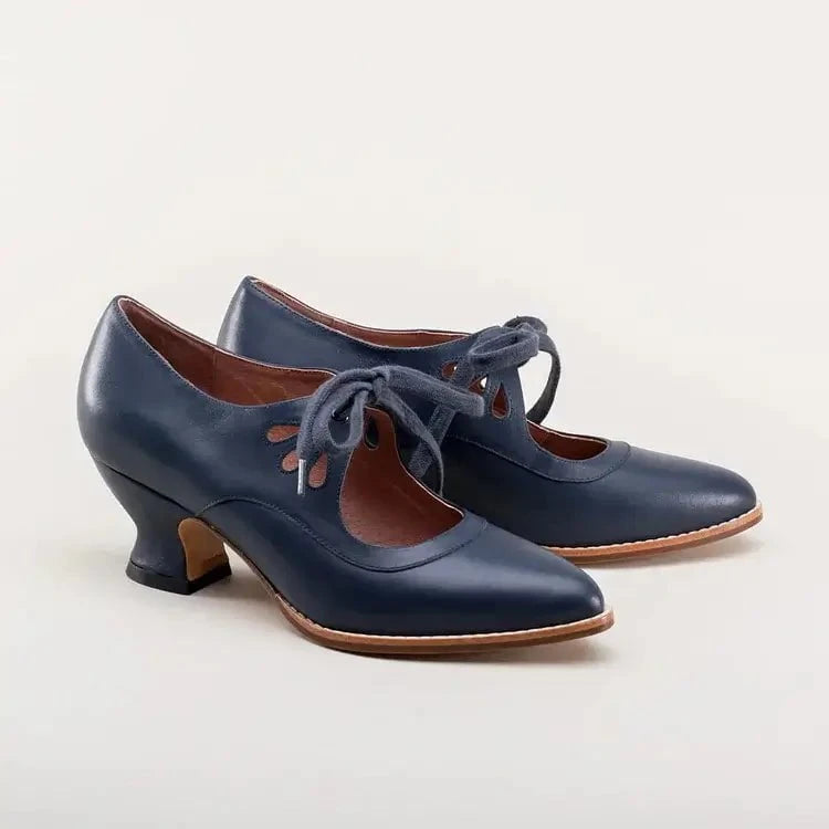Lavinque Sandals Bleu / 35 Chaussures Vintage à Talon Bas | Élégance Rétro | Confort et Style Intemporel