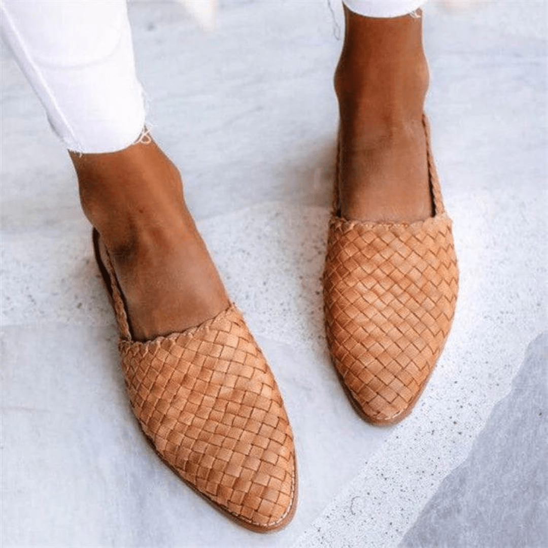 Lavinque Sandals Marron Clair / 35 Sandales Tressées Plates | Cuir Marron | Style Bohème Confortable