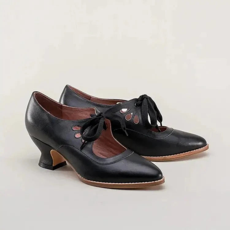 Lavinque Sandals Noir / 35 Chaussures Vintage à Talon Bas | Élégance Rétro | Confort et Style Intemporel