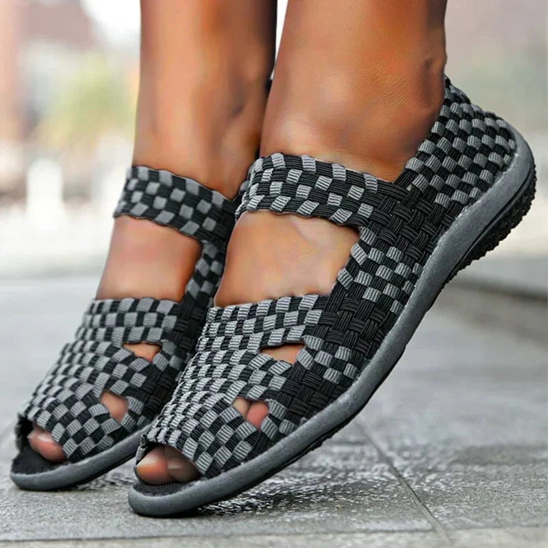 Lavinque Sandals Noir / 36 Sandales Tissées Femme | Confort & Élasticité | Style Coloré et Unique