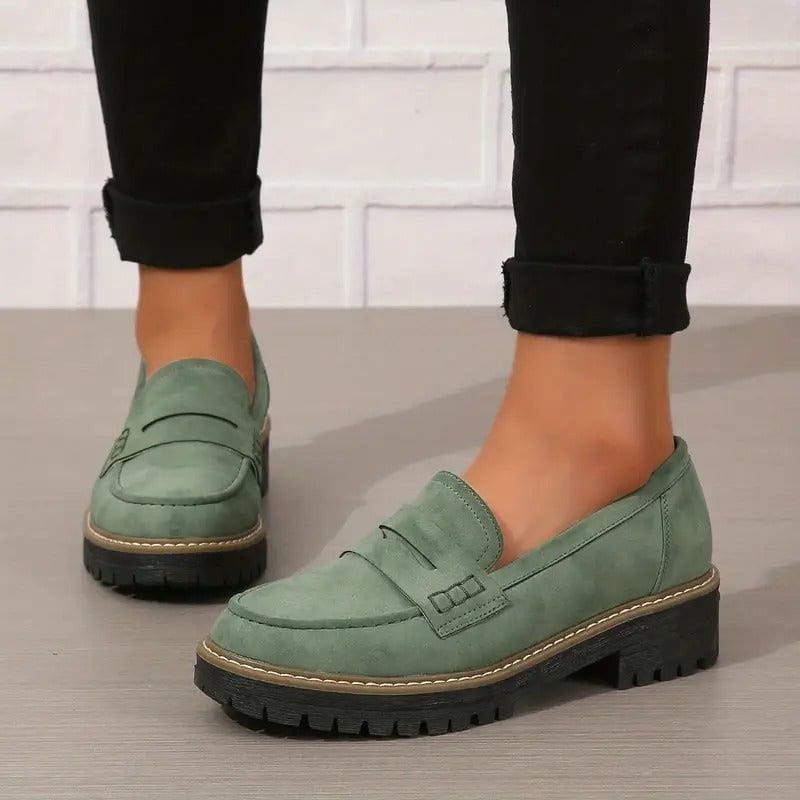 Lavinque Shoes Vert armée / 35 Mocassins Femme | Élégance & Confort | Semelle Épaisse Antidérapante
