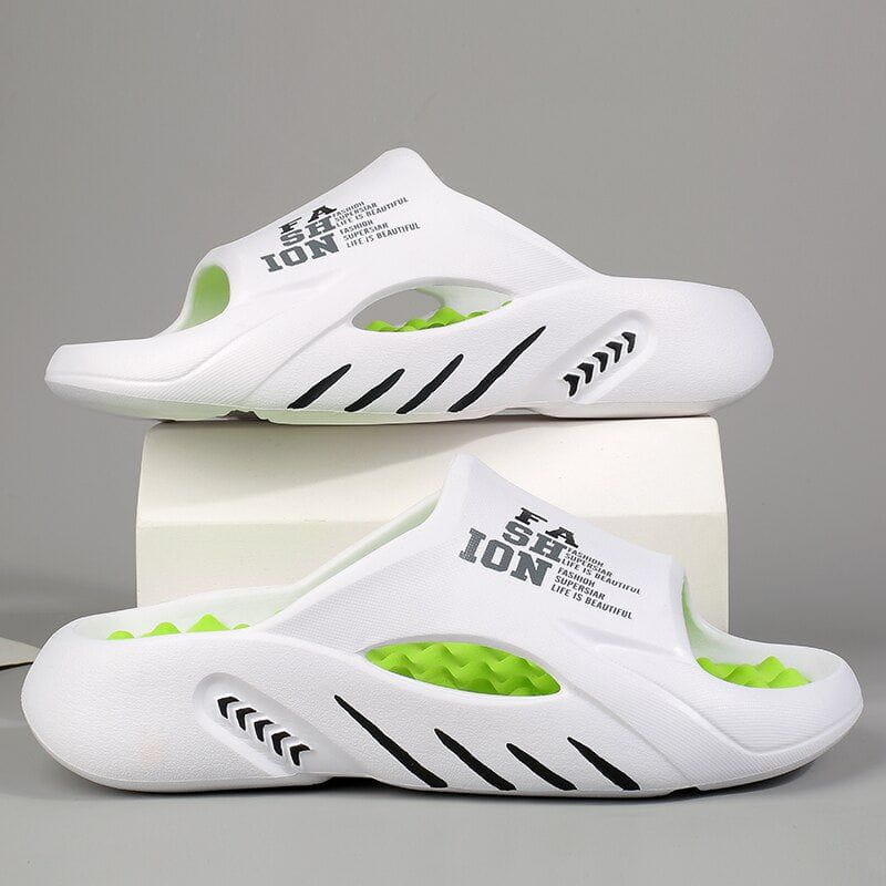 Lavinque Slippers Blanc vert / 38-39 Claquettes Sport Homme | Confort & Amorti | Design Moderne et Ergonomique