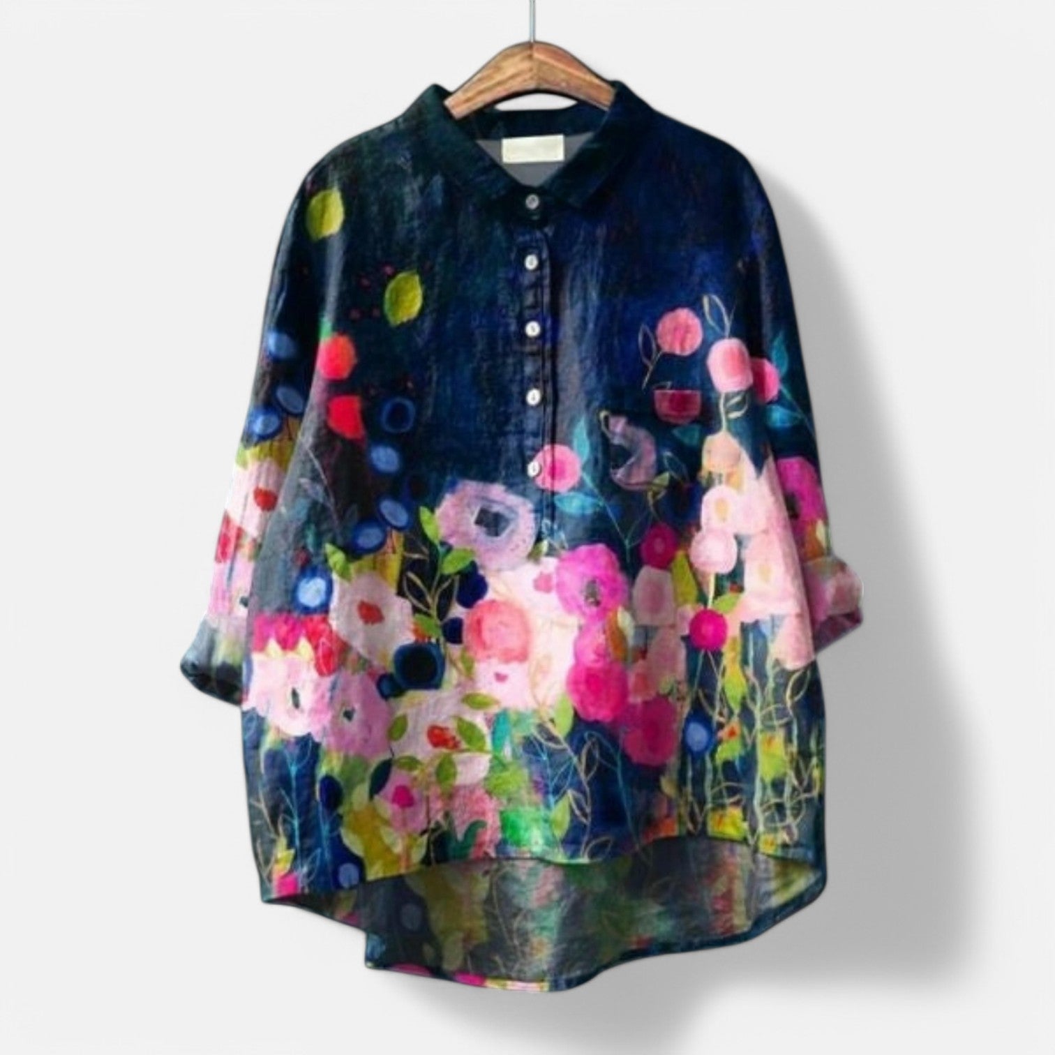 Chemise Oversize Fleurie | Coton Doux | Style Artistique et Décontracté