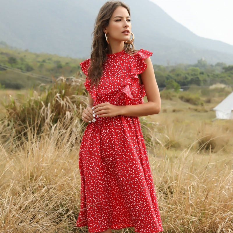 Robe fluide à volants et imprimé délicat