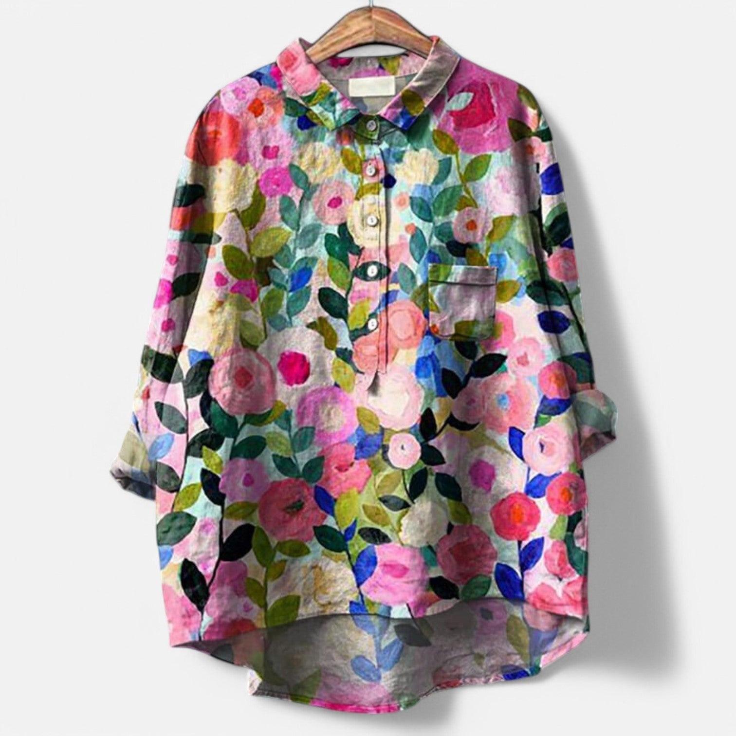 Chemise Oversize Fleurie | Coton Doux | Style Artistique et Décontracté