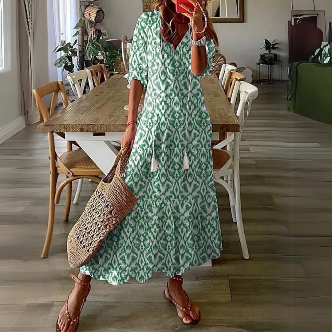 Robe longue fluide à imprimé pastel