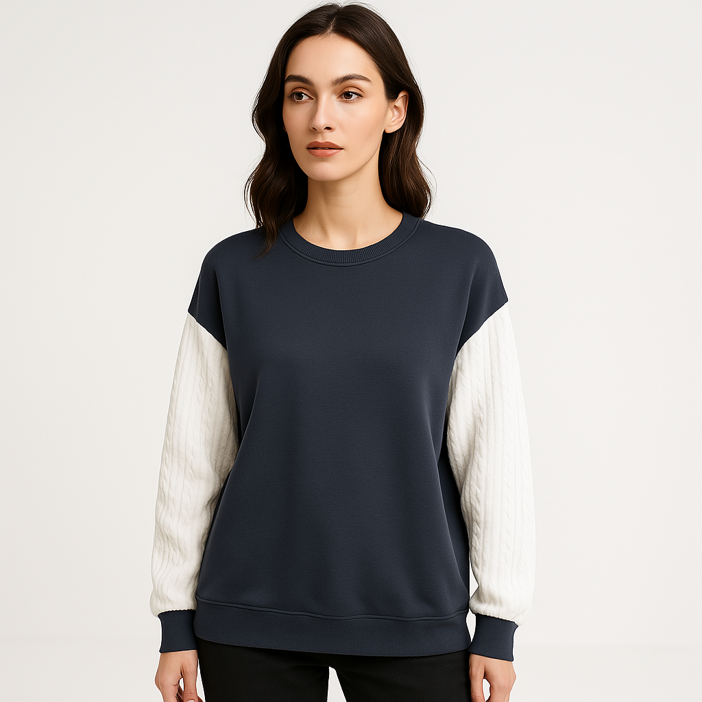Sweat Contrasté | Marineblue | Confort Décontracté et Style Moderne