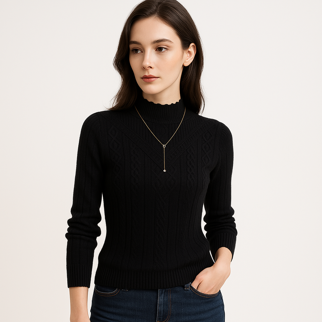 Pull à Col Montant | Texturé | Élégance Structurée et Féminine
