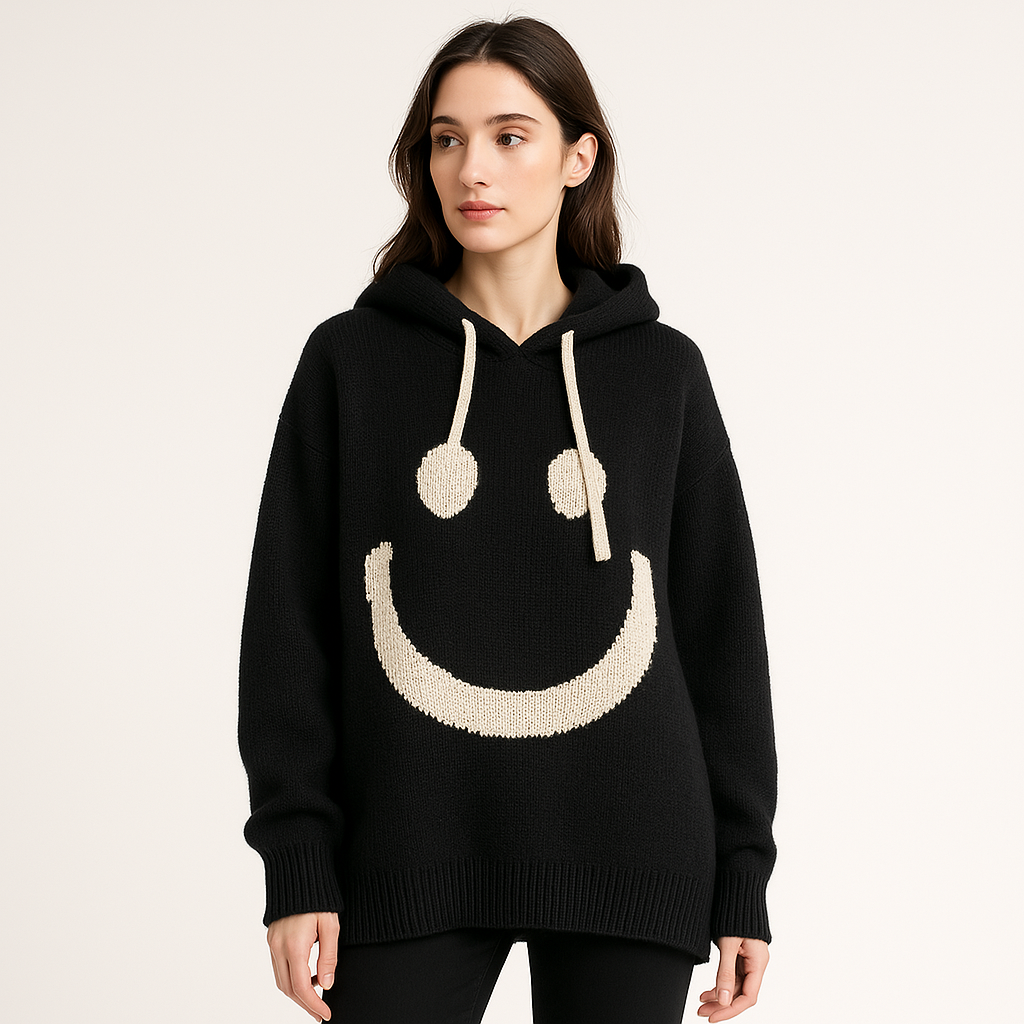 Hoodie Smiley Oversize | Tricoté | Fun et Douillet