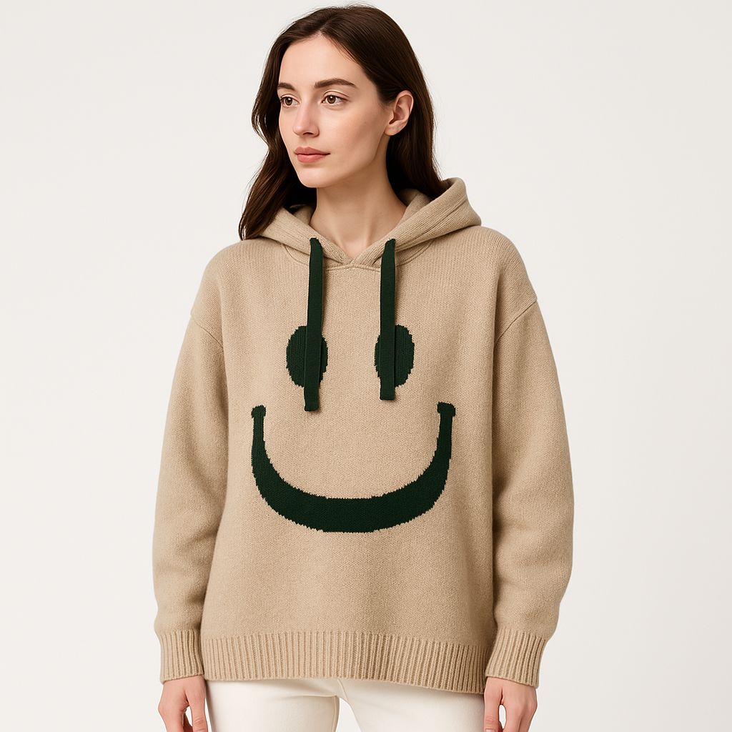 Hoodie Smiley Oversize | Tricoté | Fun et Douillet