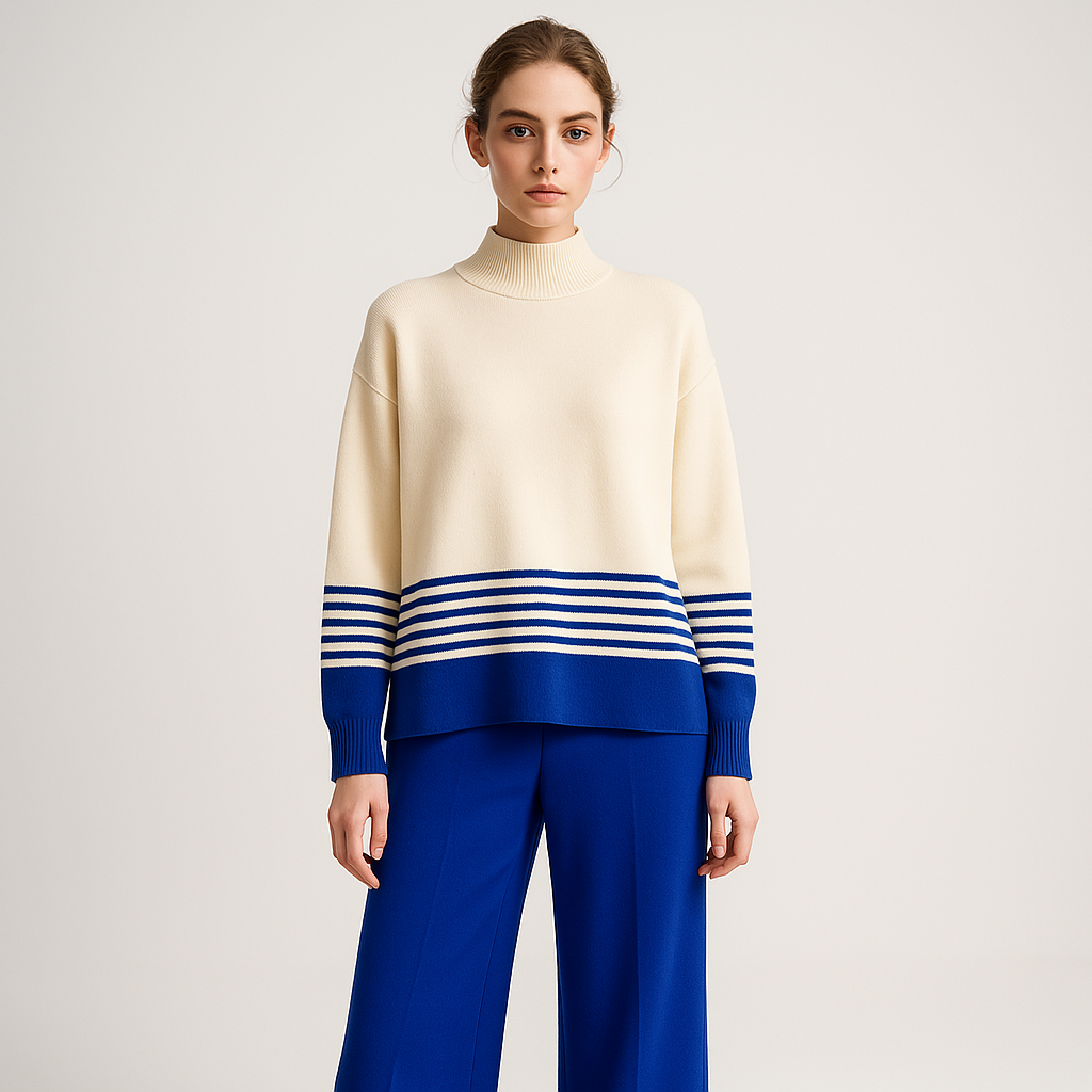 Ensemble Pull et Pantalon | Rayures Contrastées | Chic et Confortable
