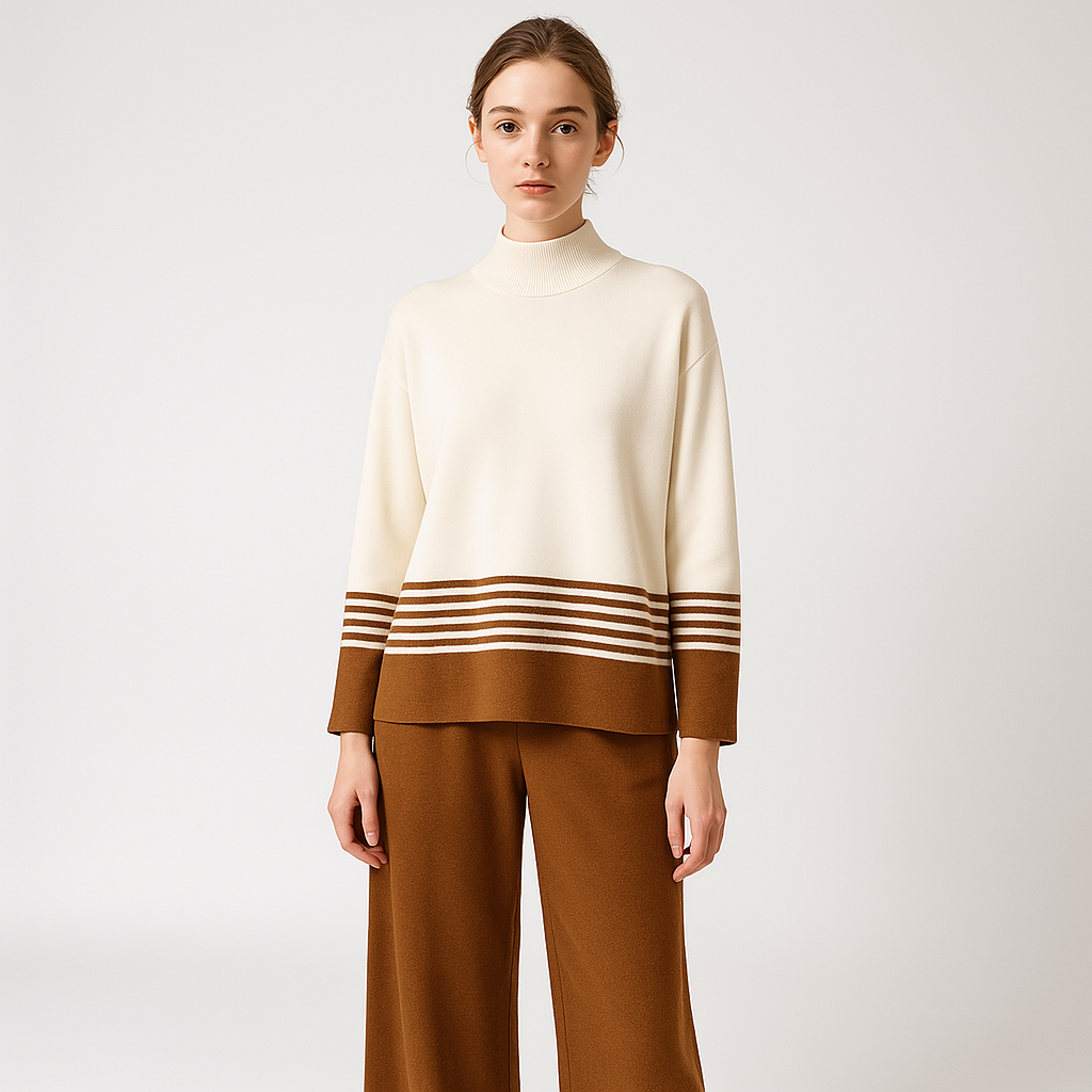 Ensemble Pull et Pantalon | Rayures Contrastées | Chic et Confortable