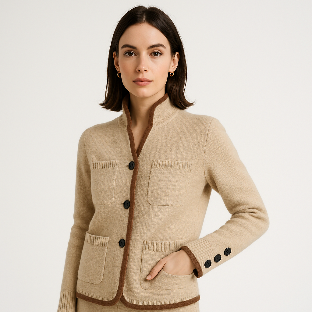 Cardigan Fille Structuré | Maille Contrastée | Élégant et Douillet