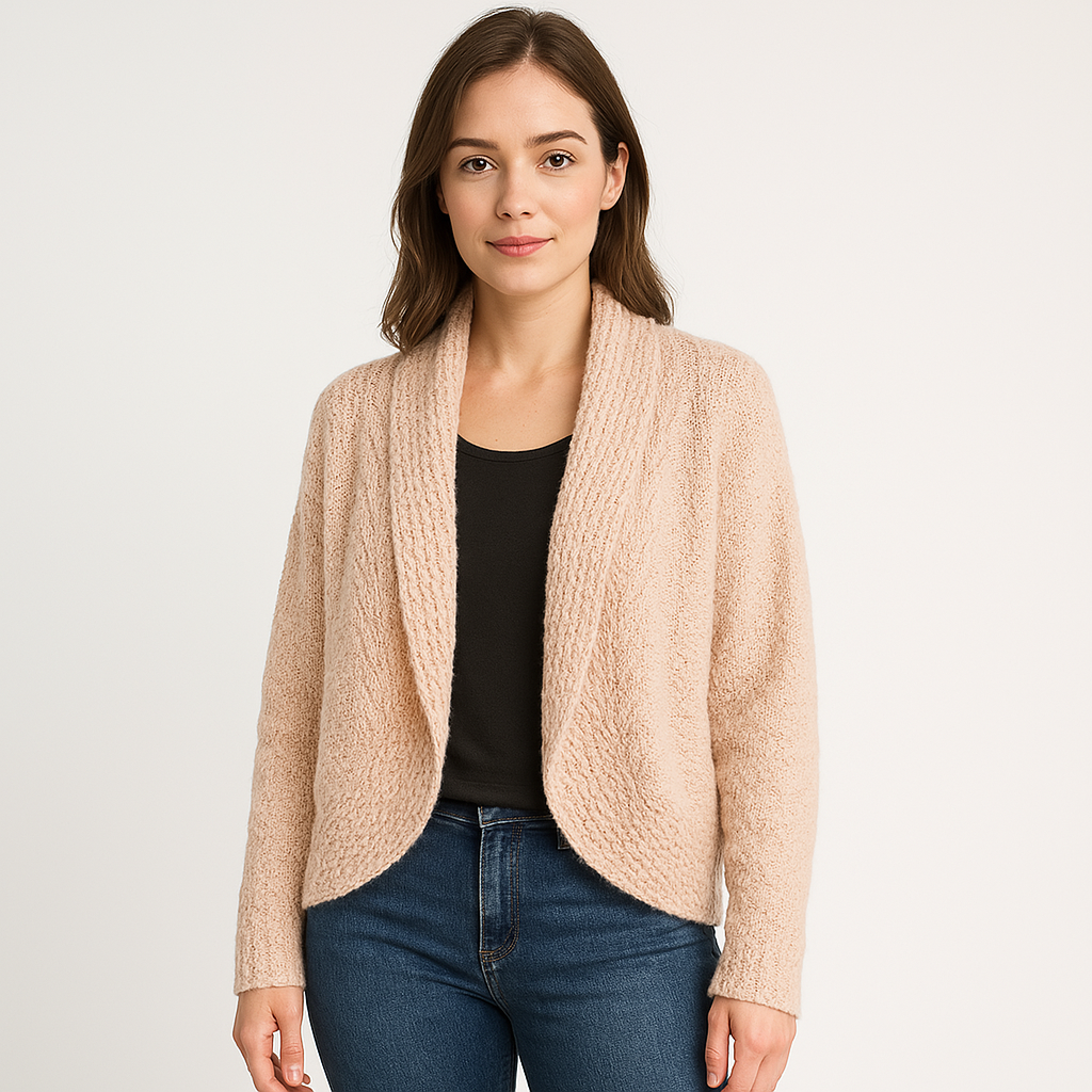 Cardigan Douillet en Maille | Abricot | Torsadé et Confortable