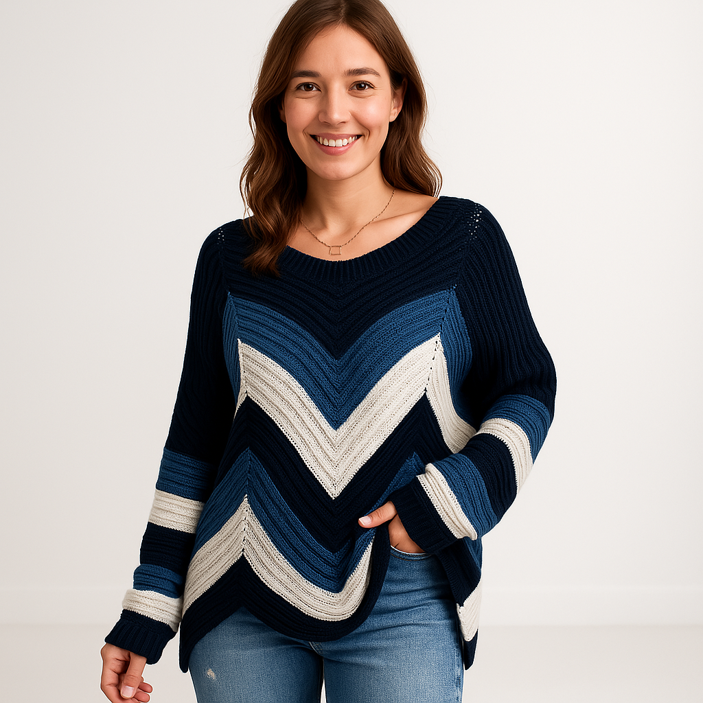 Pull à Chevrons | Bleu | Graphique et Confortable