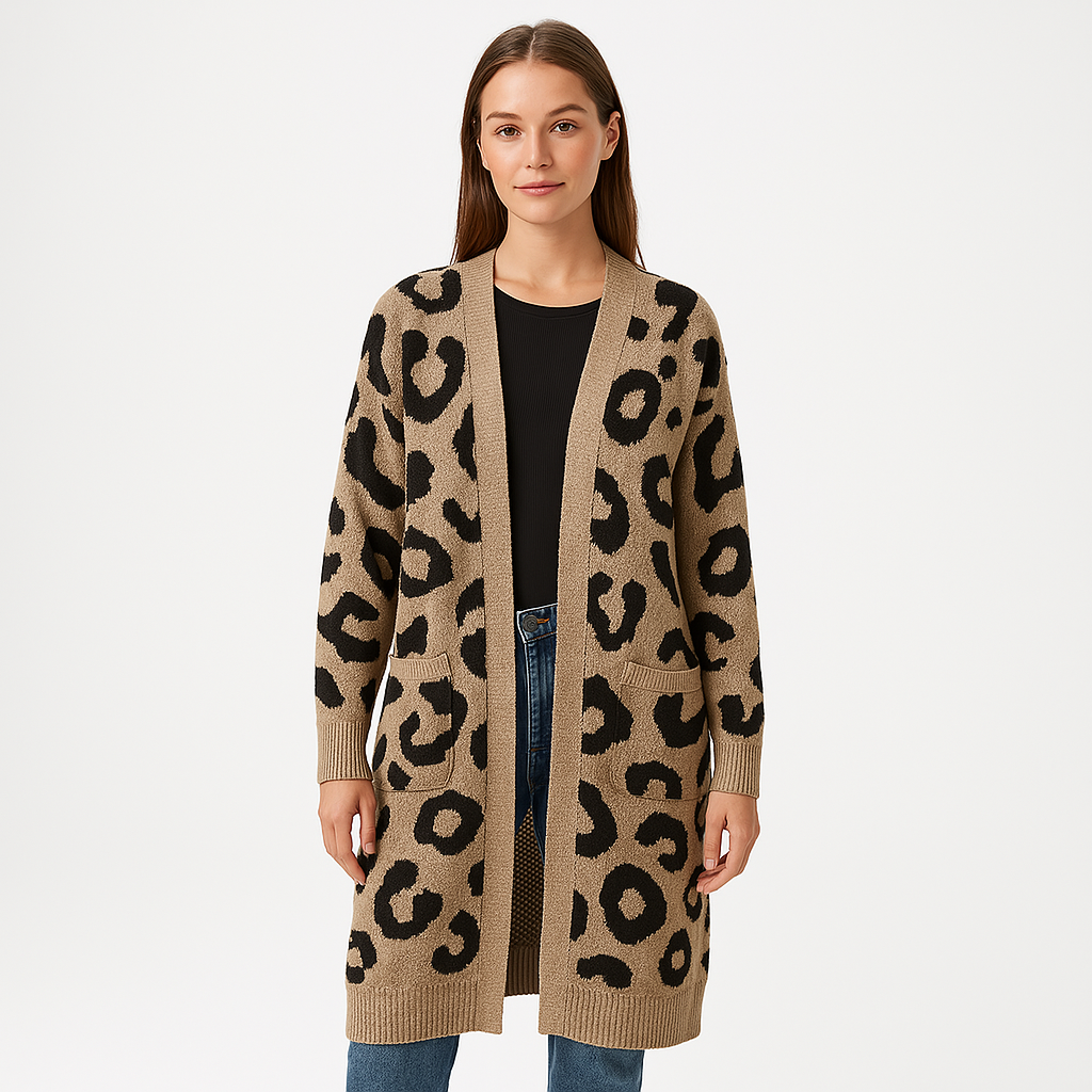 Cardigan Long Léopard | Maille | Confort & Audace