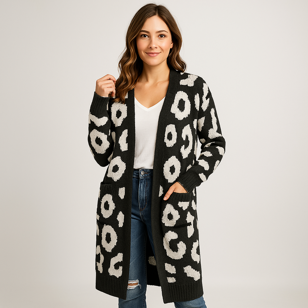 Cardigan Long Léopard | Maille | Confort & Audace