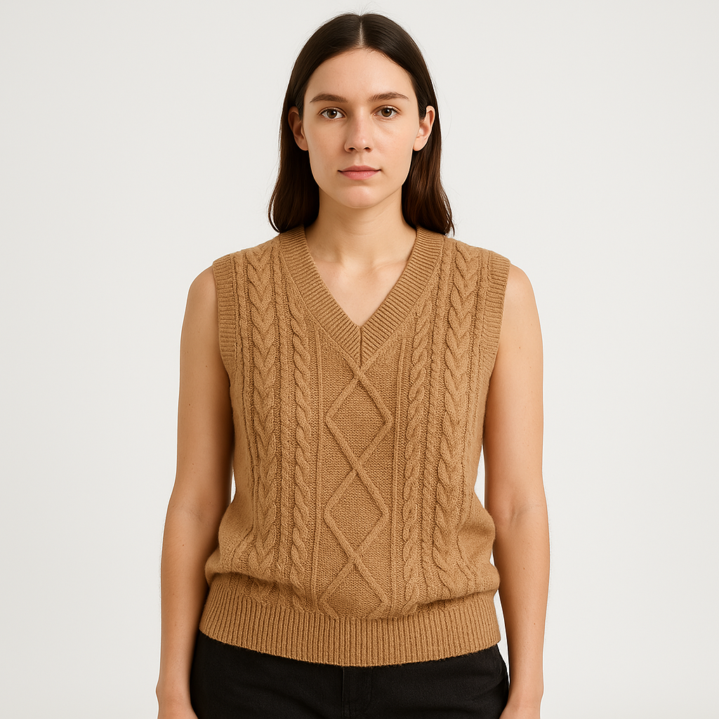 Cardigan Sans Manches Torsadé | Abricot | Élégant & Structuré