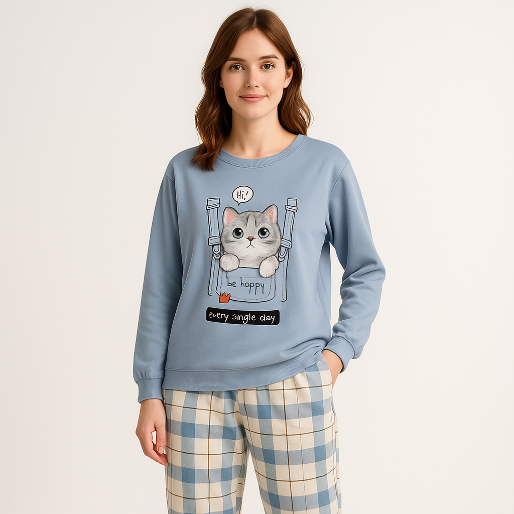 Ensemble Pyjama Deux Pièces | Bleu | Mignon & Confortable