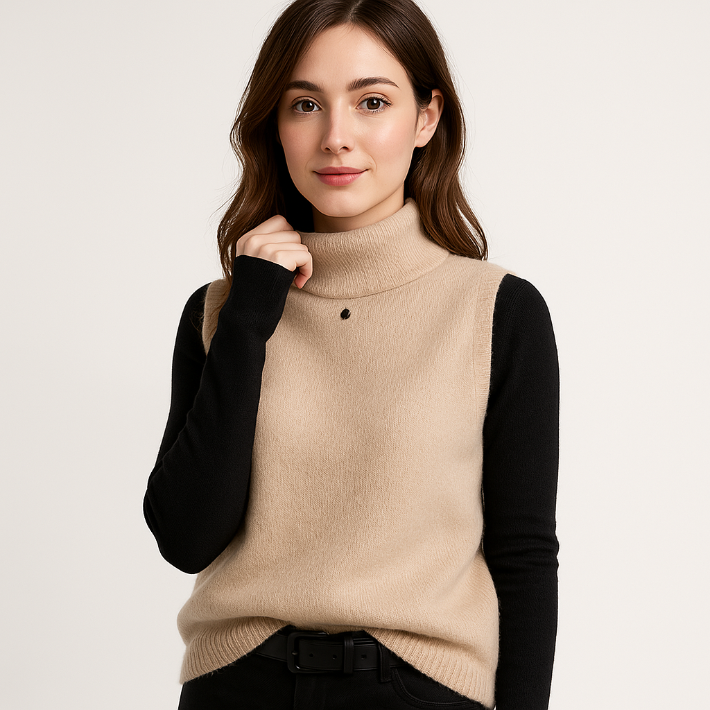 Pull Sans Manches Col Montant | Camel, Caramel, Abricot | Minimaliste & Confortable