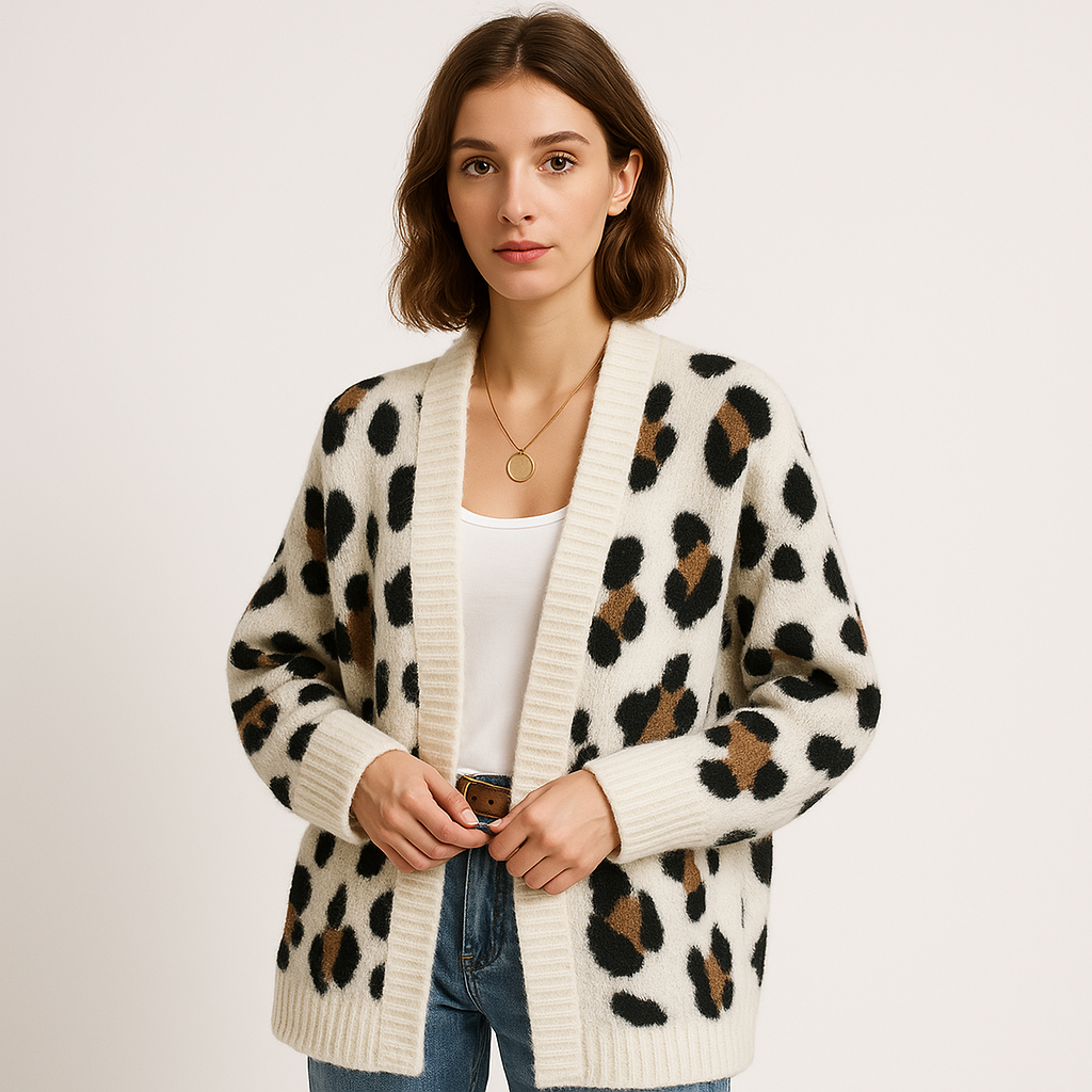 Cardigan Léopard Oversize | Maille Douce | Confort Tendance