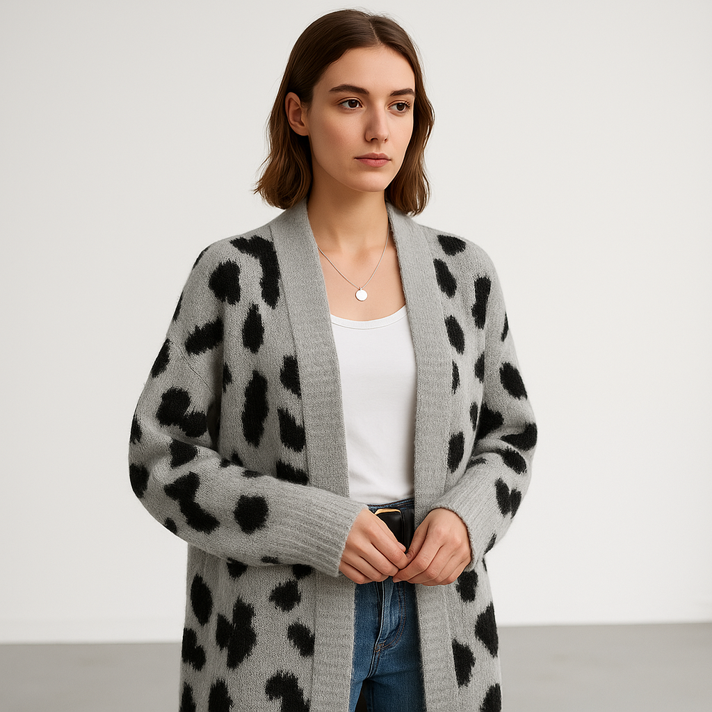 Cardigan Léopard Oversize | Maille Douce | Confort Tendance