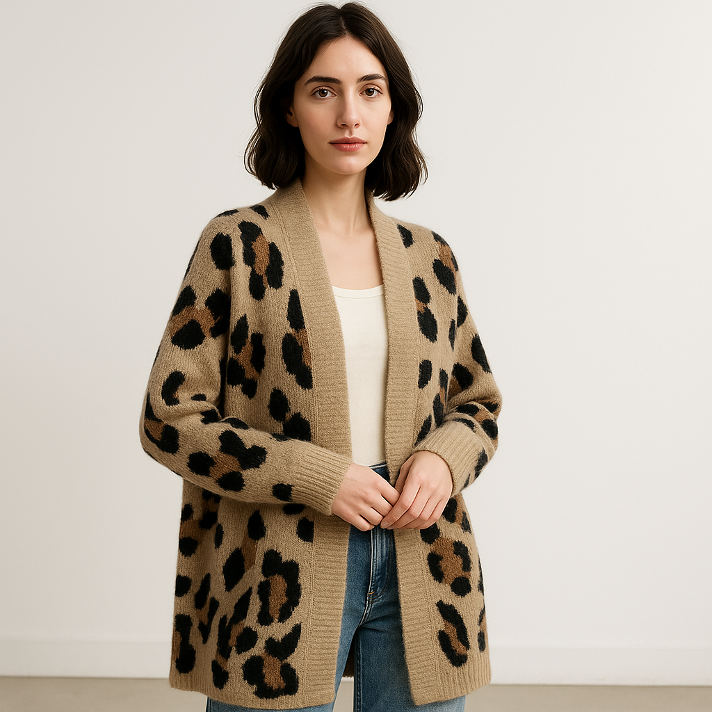 Cardigan Léopard Oversize | Maille Douce | Confort Tendance