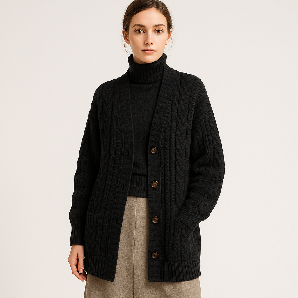 Long Cardigan Torsadé | Tricot | Chaud et Décontracté