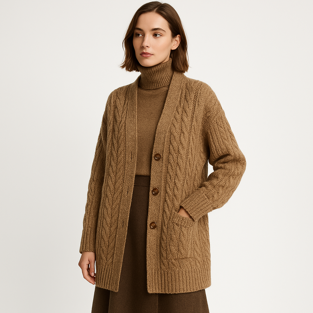 Long Cardigan Torsadé | Tricot | Chaud et Décontracté