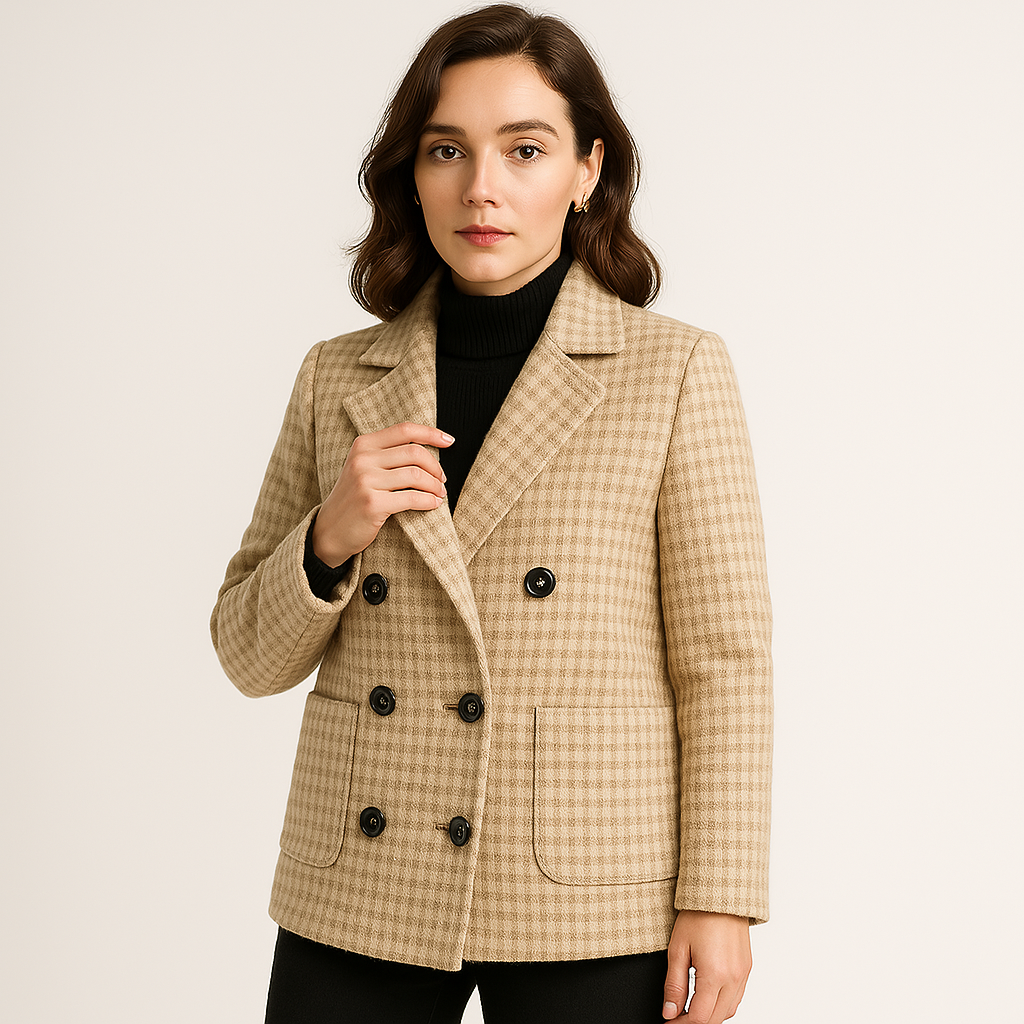 Veste à Carreaux | Coupe Croisée | Pied-de-Poule Kaki