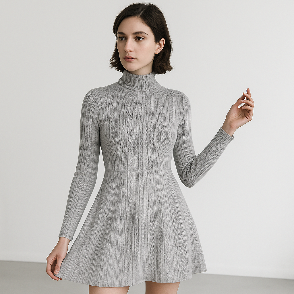 Robe Pull Col Montant | Tricotée | Élégance et Chaleur