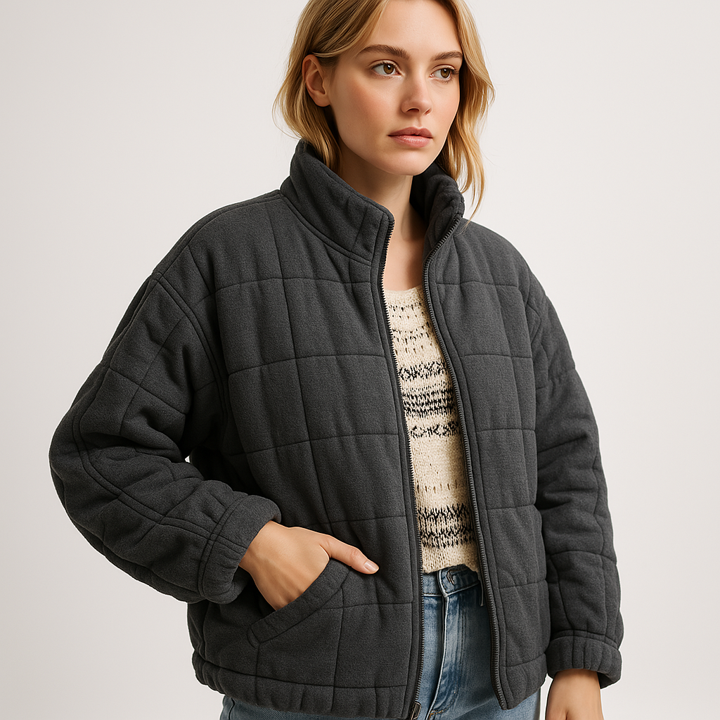 Veste Matelassée Oversize | Gris Foncé | Douceur & Confort