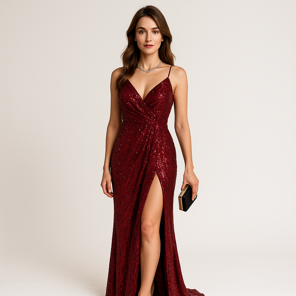 Robe de Soirée Longue Fendue | Sequins | Élégance & Glamour