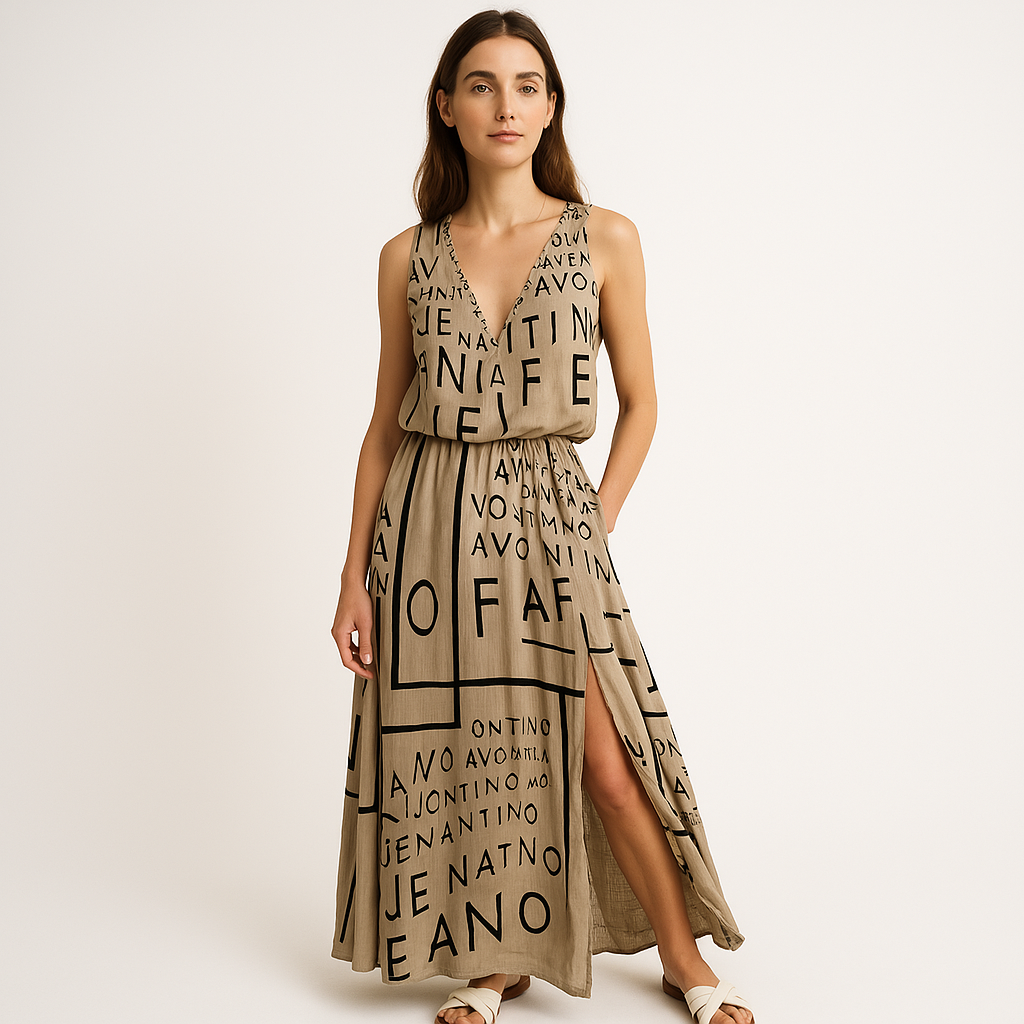 Robe Longue Imprimée | Maxi Dress | Style Bohème Graphique