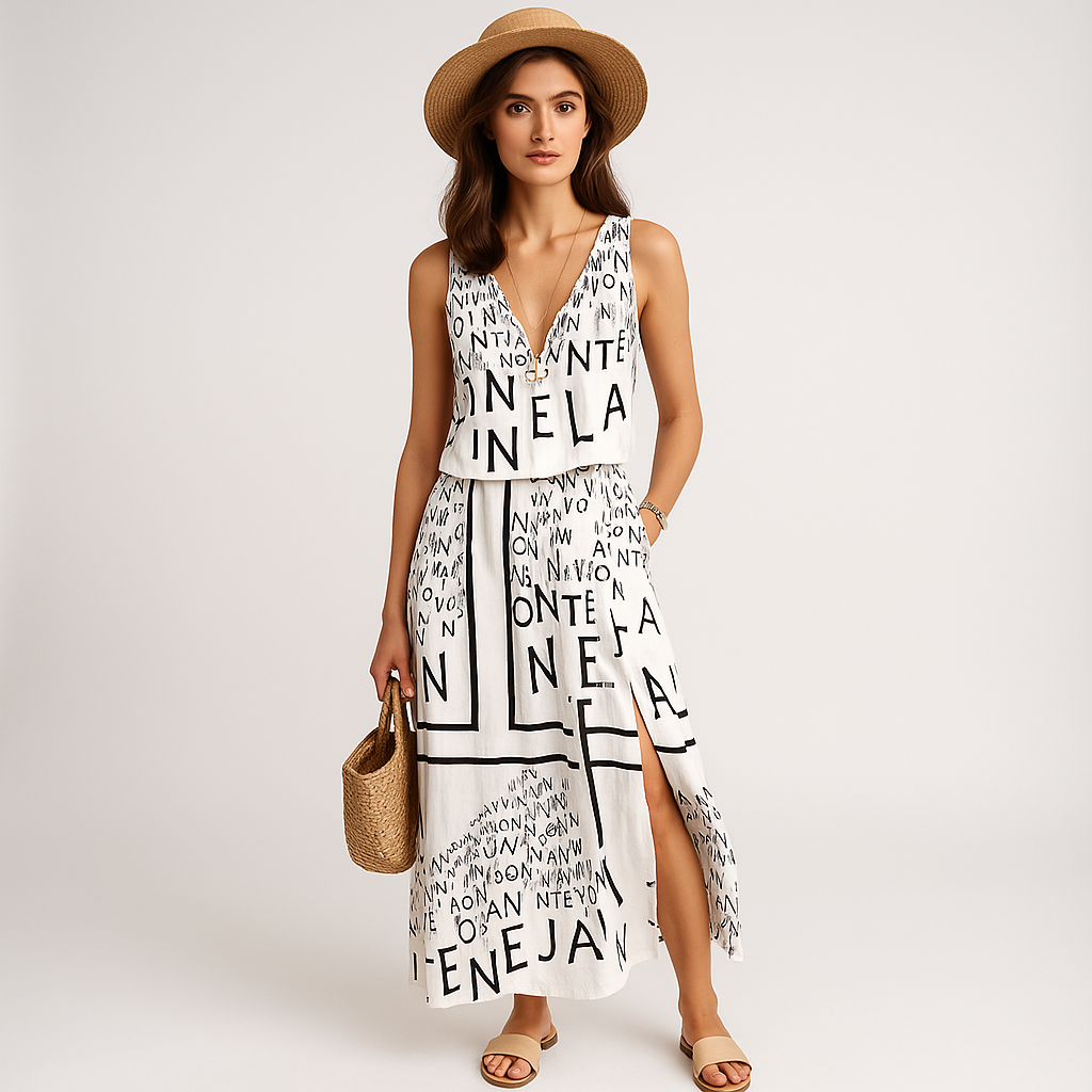 Robe Longue Imprimée | Maxi Dress | Style Bohème Graphique