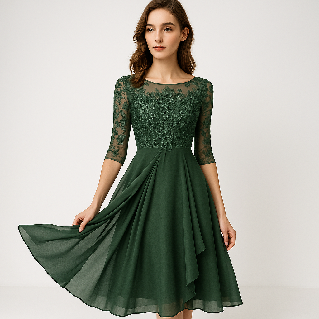 Robe Élégante Dentelle & Tulle | Silhouette Fluide | Idéale pour les Occasions Spéciales