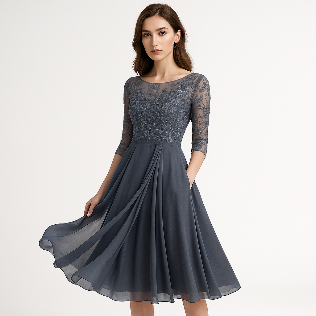 Robe Élégante Dentelle & Tulle | Silhouette Fluide | Idéale pour les Occasions Spéciales