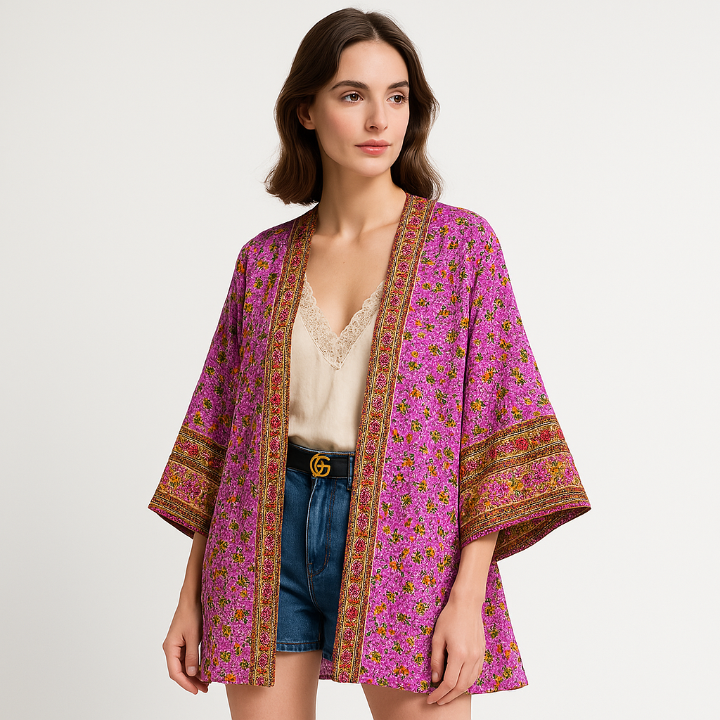 Kimono Bohème Léger | Motif Vintage | Style Estival Décontracté