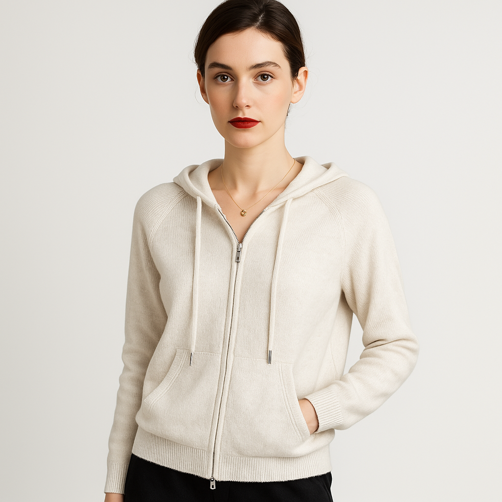 Cardigan Zippé à Capuche | Cachemire | Confort Élégant