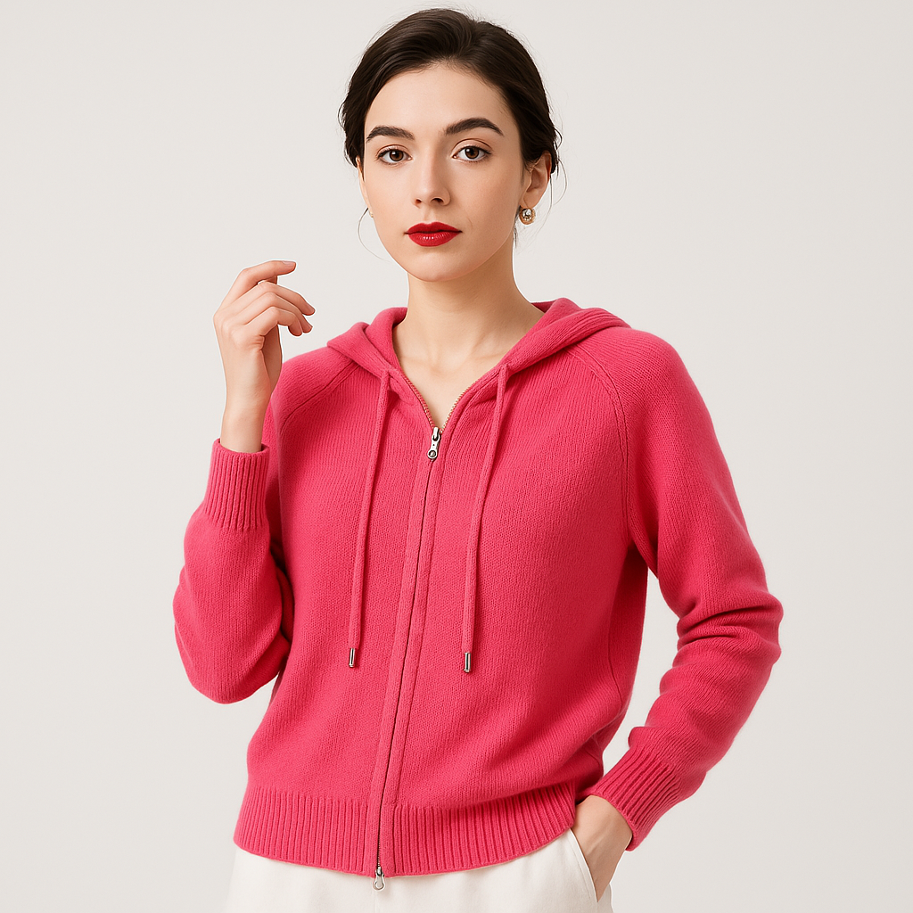 Cardigan Zippé à Capuche | Cachemire | Confort Élégant