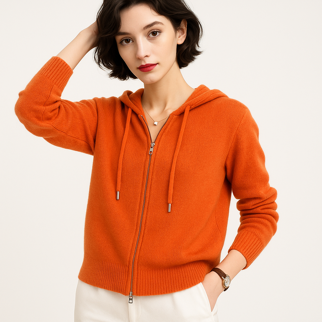 Cardigan Zippé à Capuche | Cachemire | Confort Élégant