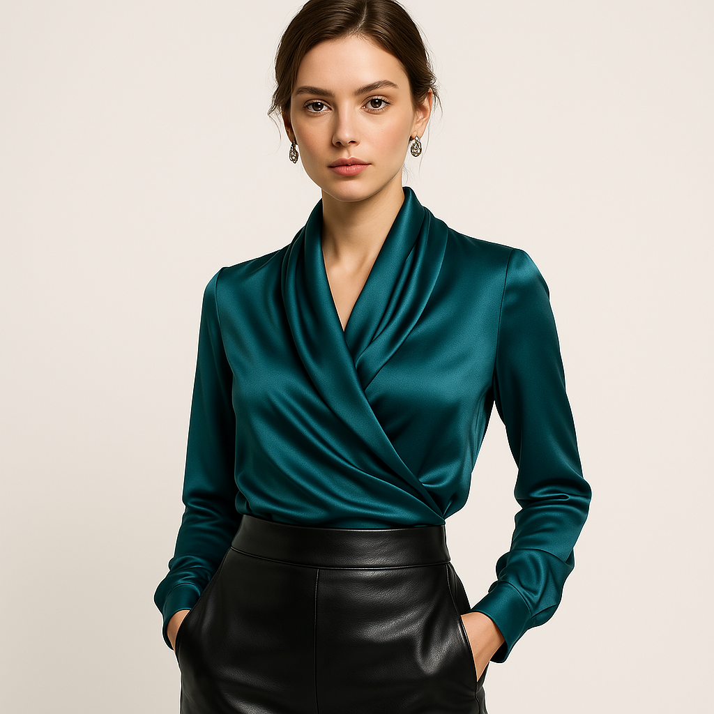 Top Croisé Satiné | Élégant | Brillance Moderne