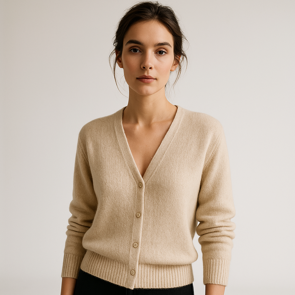 Cardigan doux en maille | Boutonné | Beige intemporel